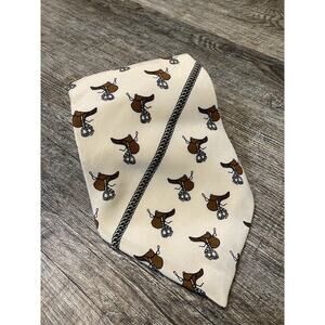 Vintage Bartolomei Roma Designer Silk Men’s Neck Tie Saddle Chains Equestrian